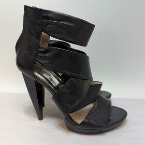 MICHAEL MICHAEL KORS Jennings Black Leather Platform High Heel‎ Sandals 9M